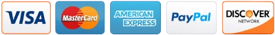 Visa, Mastercard, American Express and Discover accepted